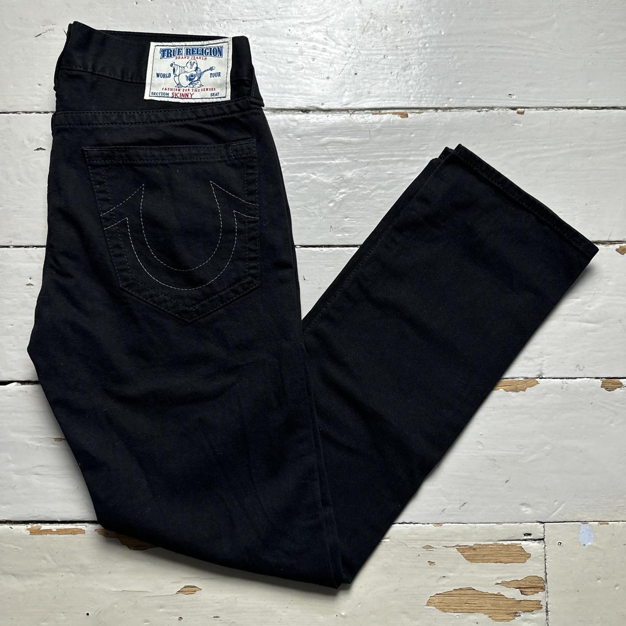 True Religion Black and White/Silver Stitch Jeans