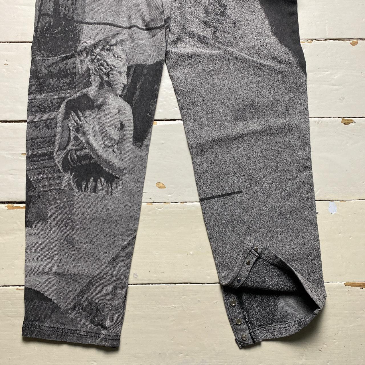 Maniere De Voir All Over Greek Print Grey Jeans