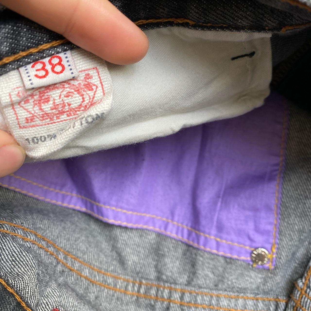 Evisu Vintage Lot 0118 Charcoal and Red White Daicock Swoosh Baggy Jeans (38W)