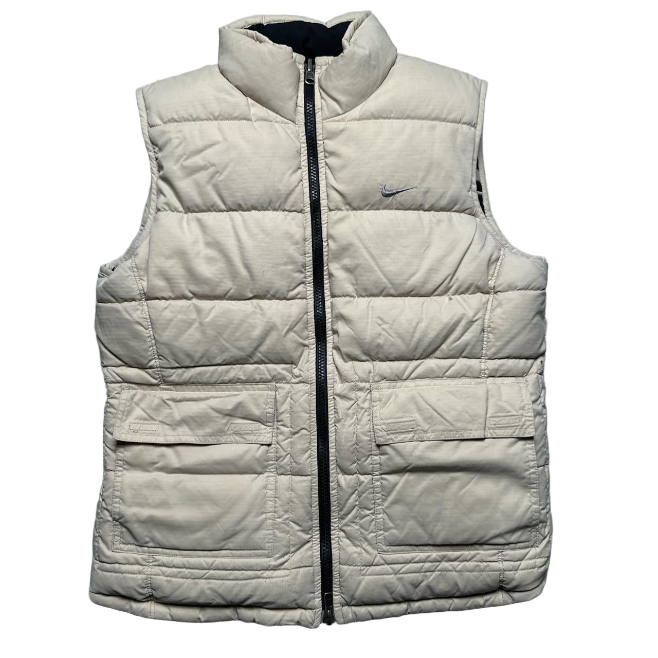 Nike Vintage y2k Womens Reversible Gilet Cream and Black (M)