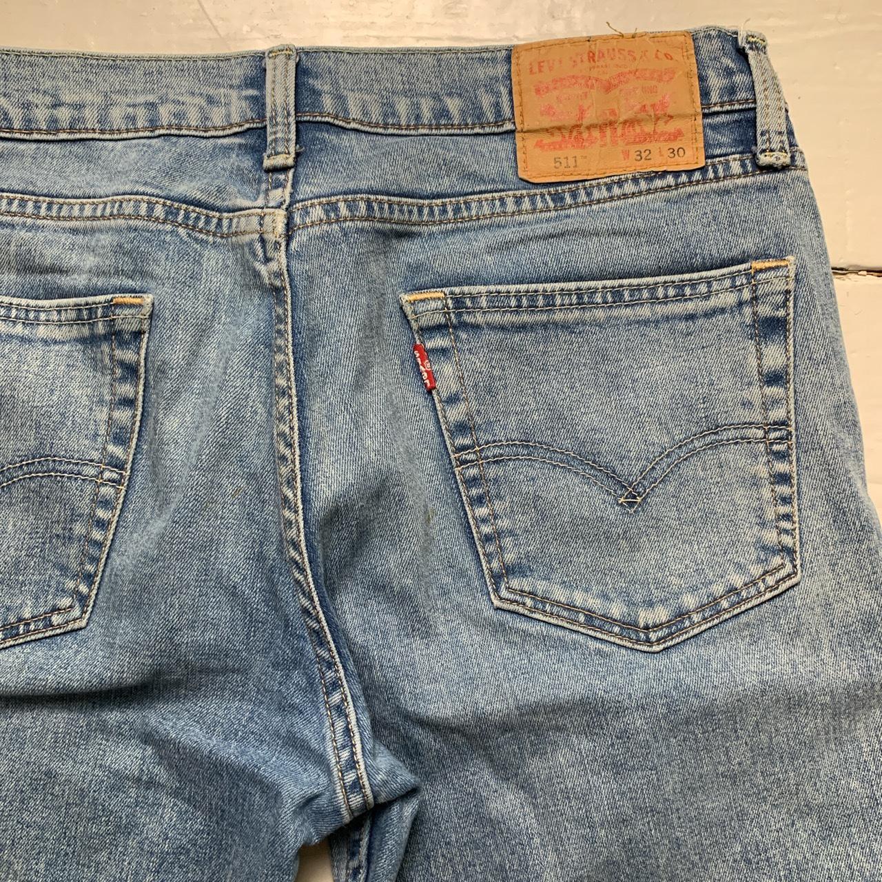 Levis 511 Light Blue Distressed Jean Short Jorts