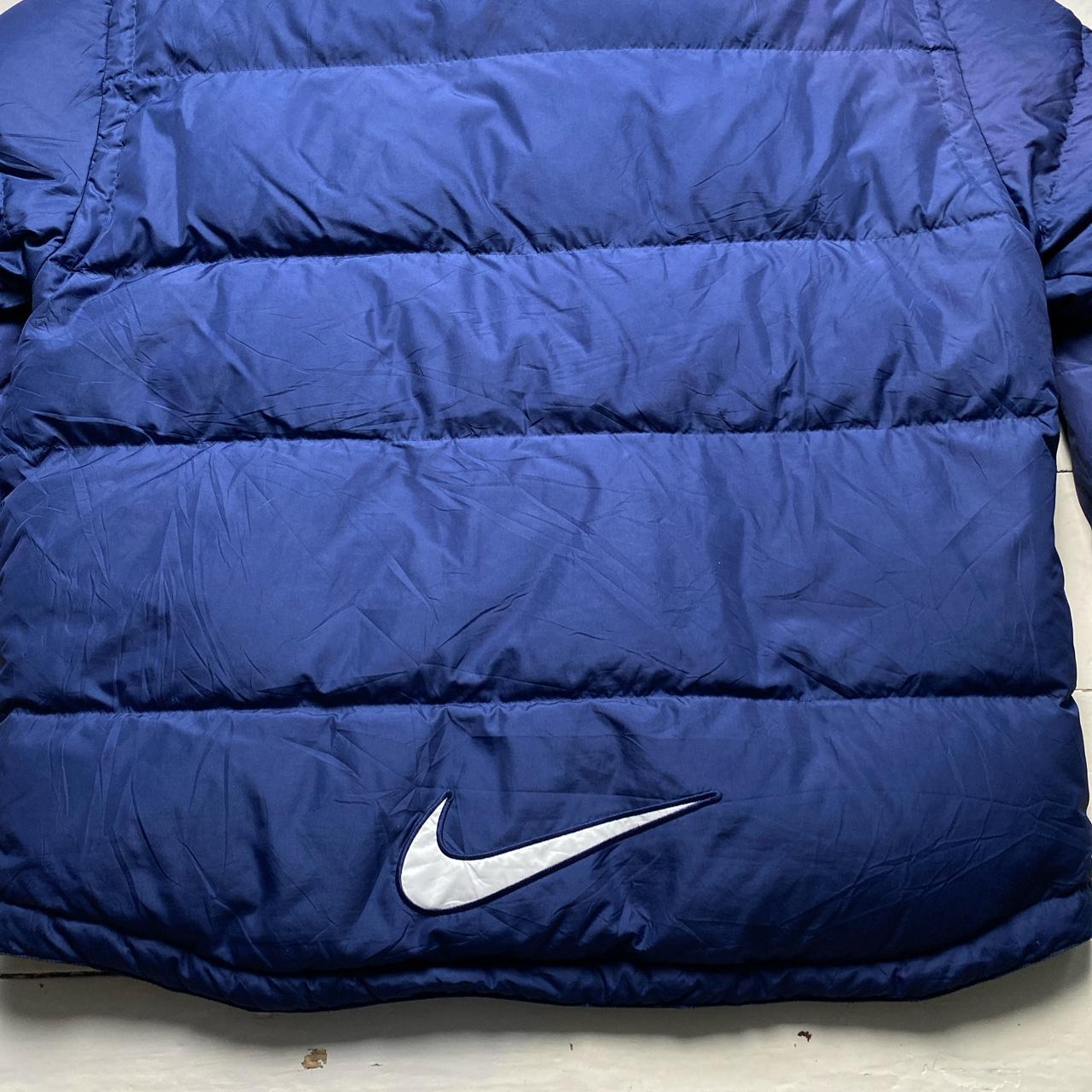 Nike Vintage 90’s Bomber Puffer Coat Navy and White Big Swoosh