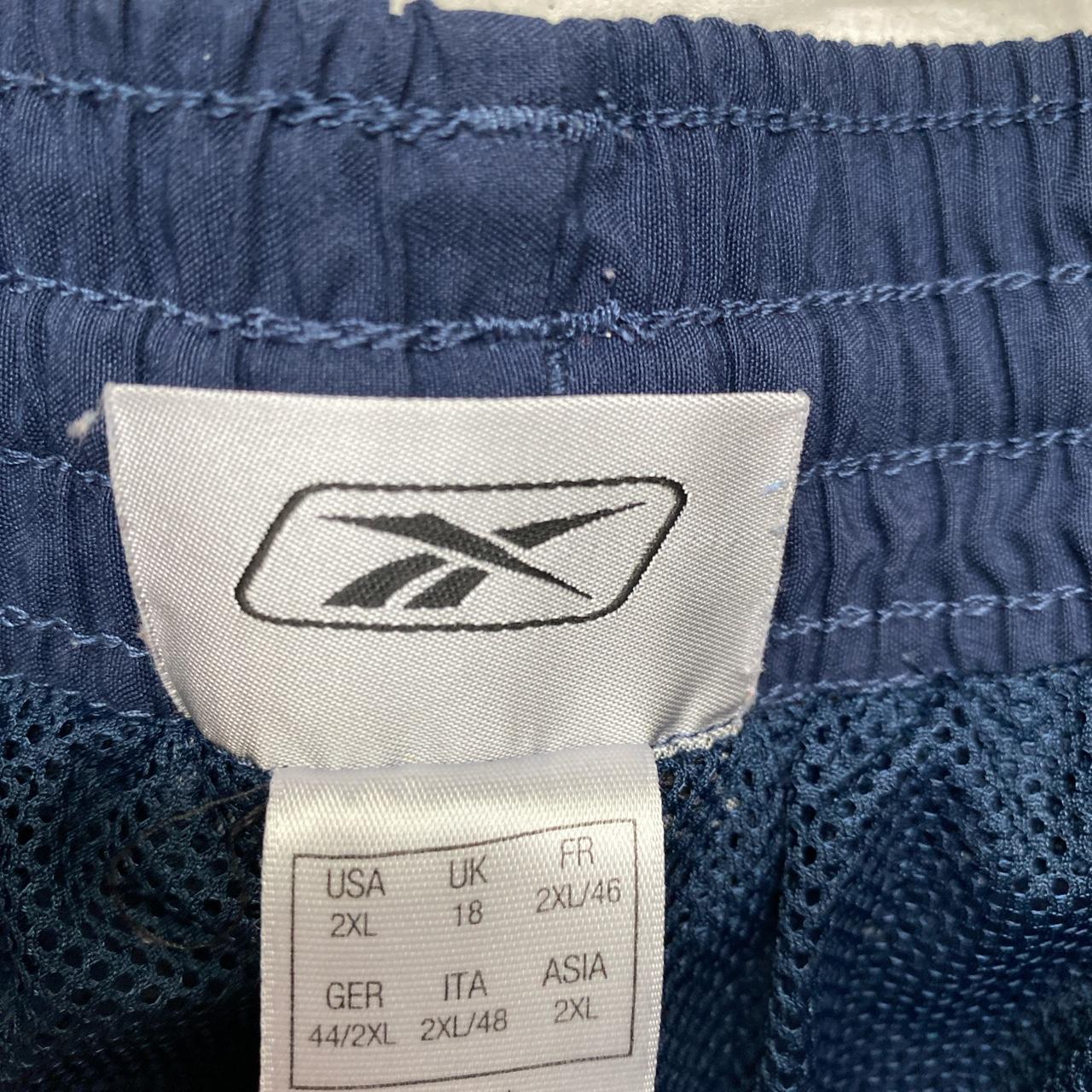 Reebok Navy and White Shell Tracksuit Bottom Shorts