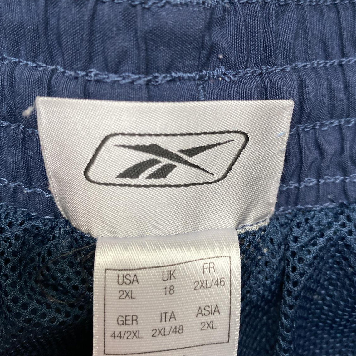 Reebok Navy and White Shell Tracksuit Bottom Shorts