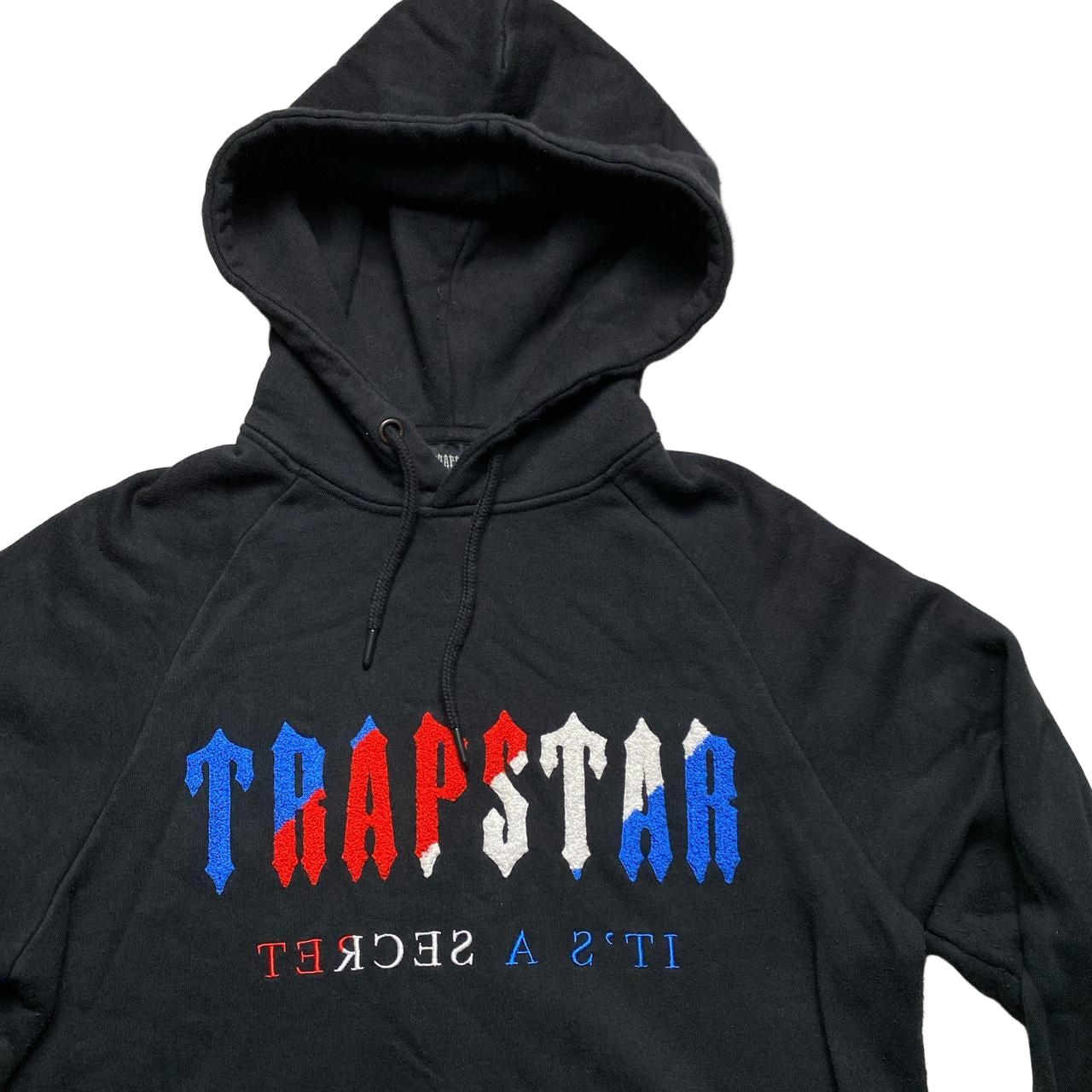 Traptar London Black Chenille French Red White and Blue Hoodie (S)