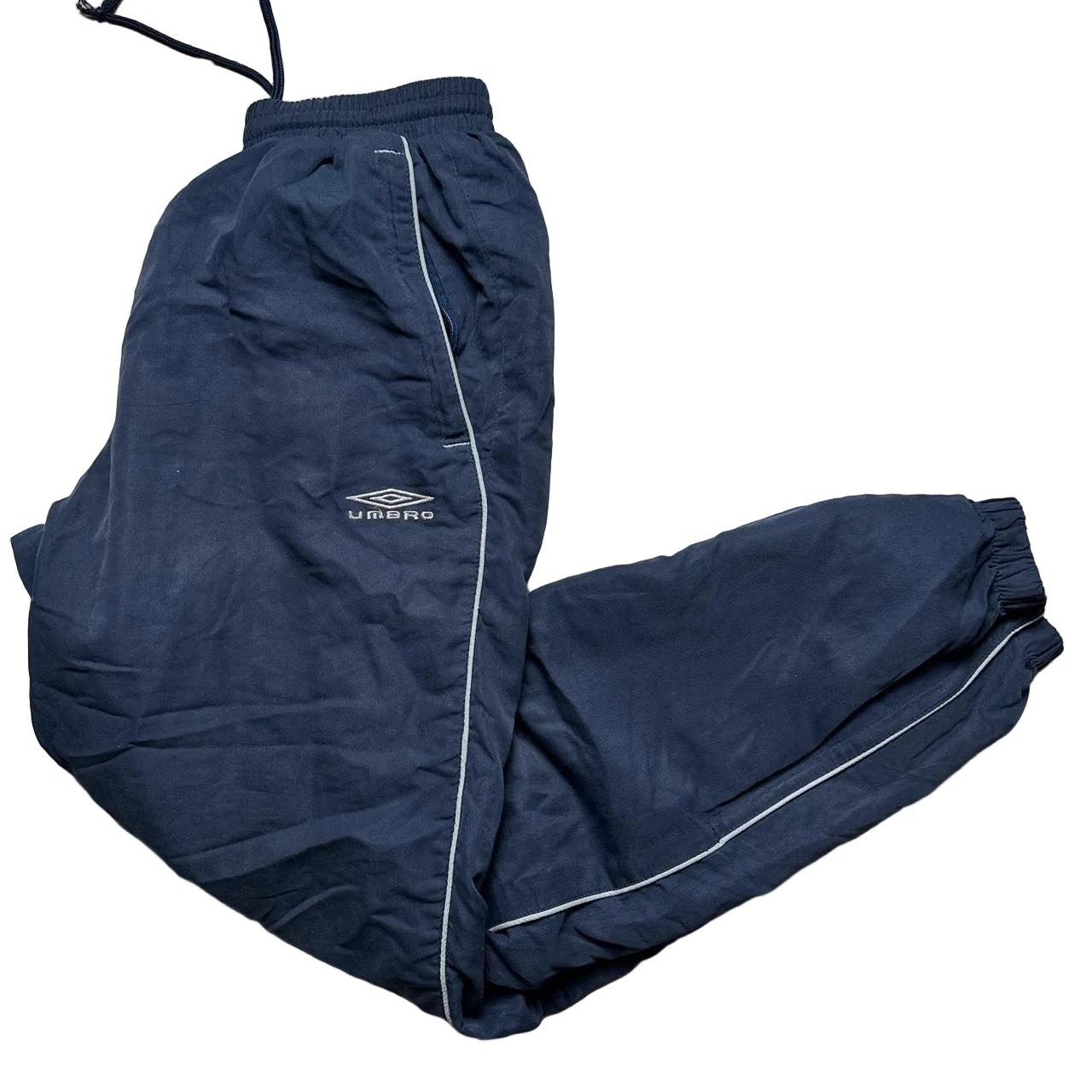 Umbro Navy and Grey Shell Trackpant Bottoms (S)