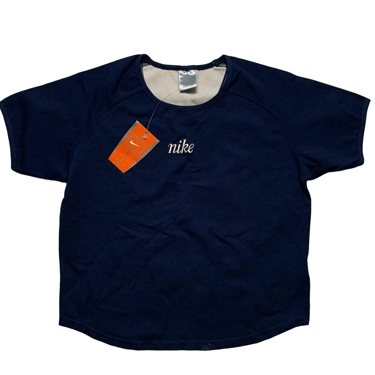 Nike Vintage Spellout Crop Navy Womens T Shirt