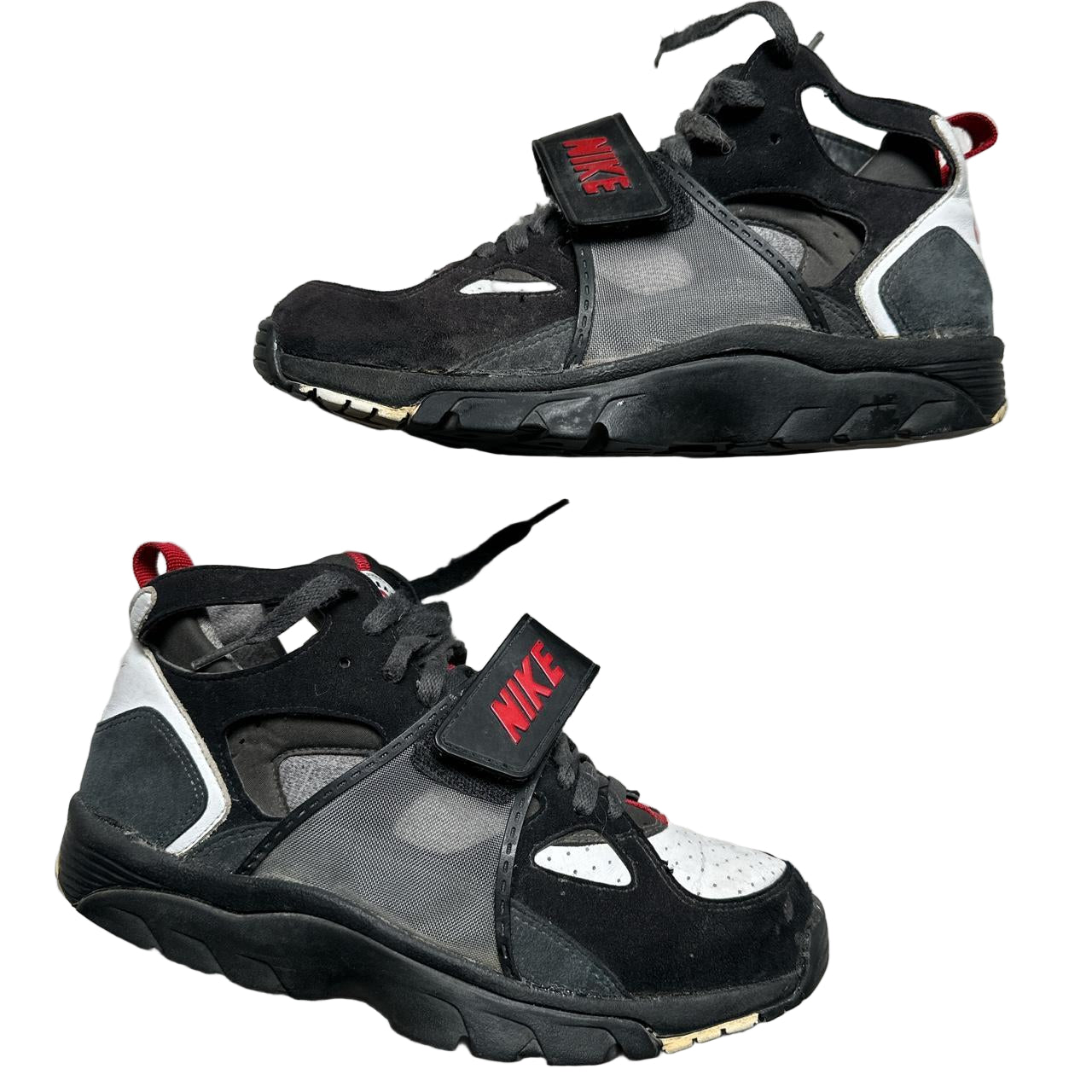 Nike Air Huarache High Top Vintage Trainers Black Red and White (UK 8)