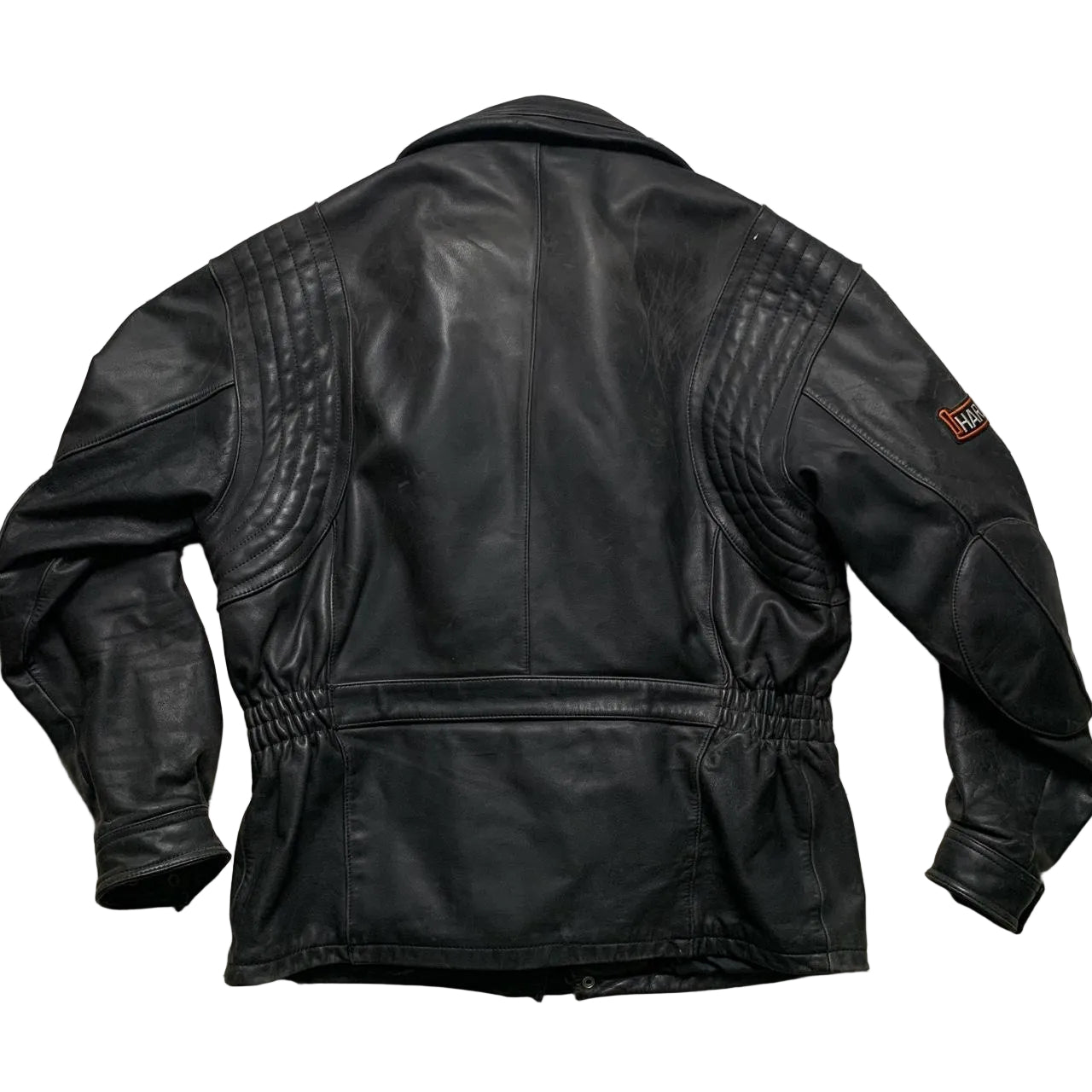 Harley Davidson Vintage Black Leather Motorcycle Jacket (L)