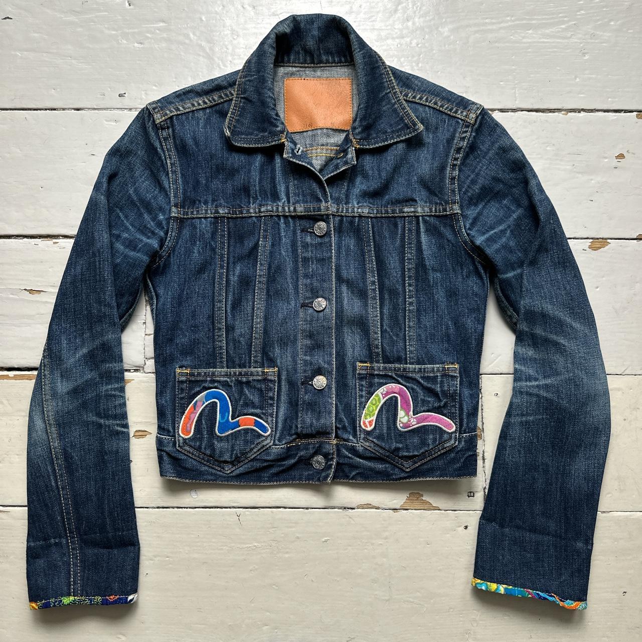 Evisu Womens Vintage Denim Daicock Swoosh Floral Jacket