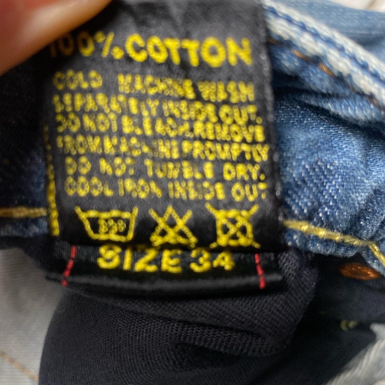 Evisu EU ED Vintage Light Blue Stonewash White Daicock Swoosh Baggy Jeans (34W)