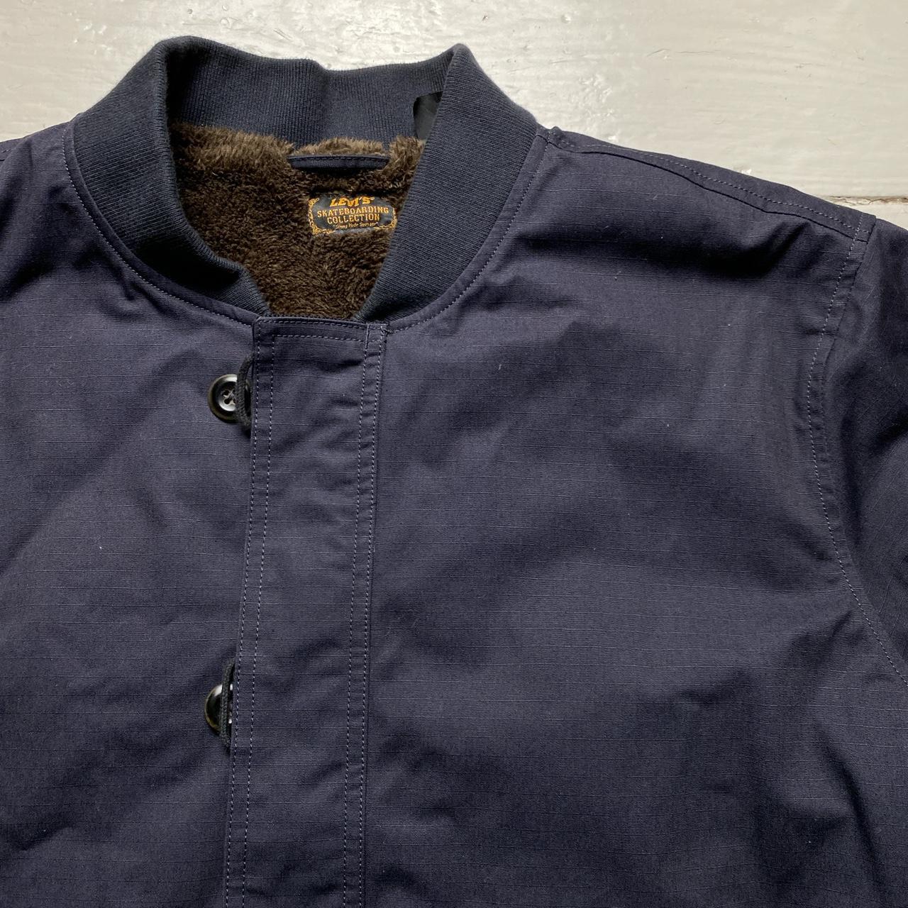 Levis Skateboarding Navy and Brown Sherpa Lining Bomber Jacket