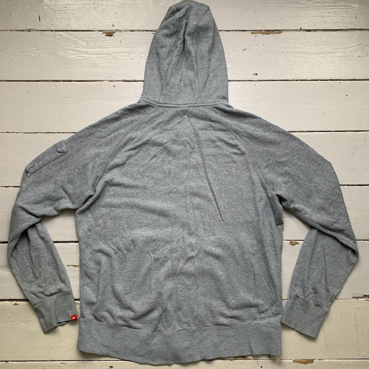 Nike Grey and White Swoosh Hoodie Zip Arm Pocket