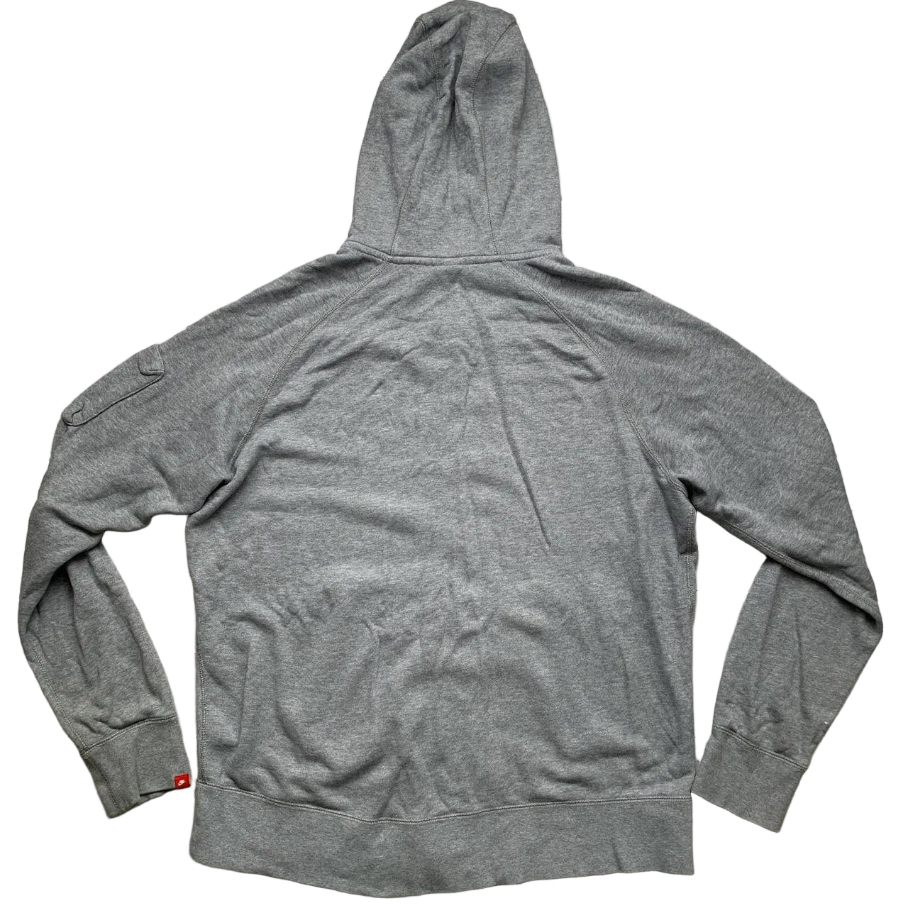 Nike Grey and White Swoosh Hoodie Zip Arm Pocket (XL)