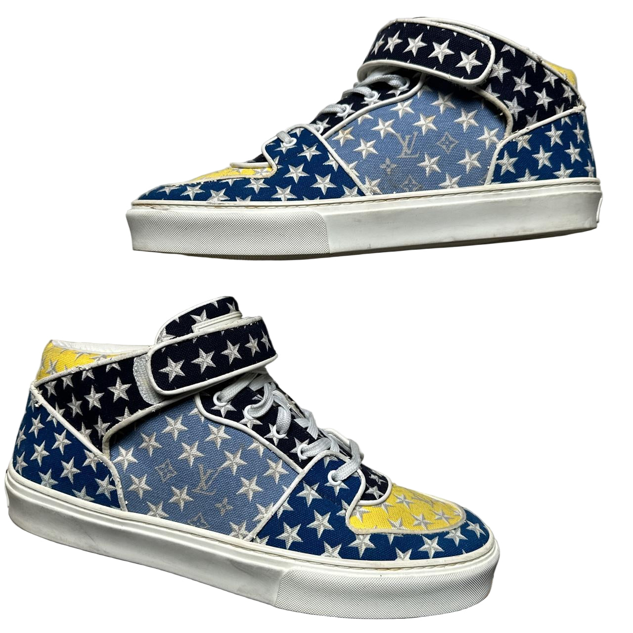 Louis Vuitton Acapulco Stars Monogram Mid Trainers Blue Yellow and White (UK 9)