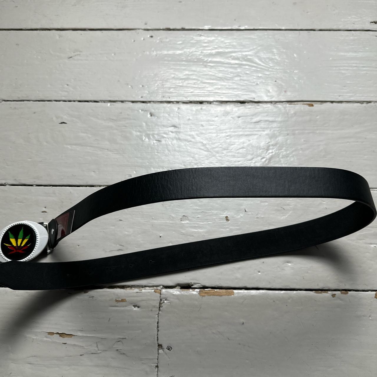 Spinning Marijuana Emblem Rasta Black Red Yellow and Green Belt