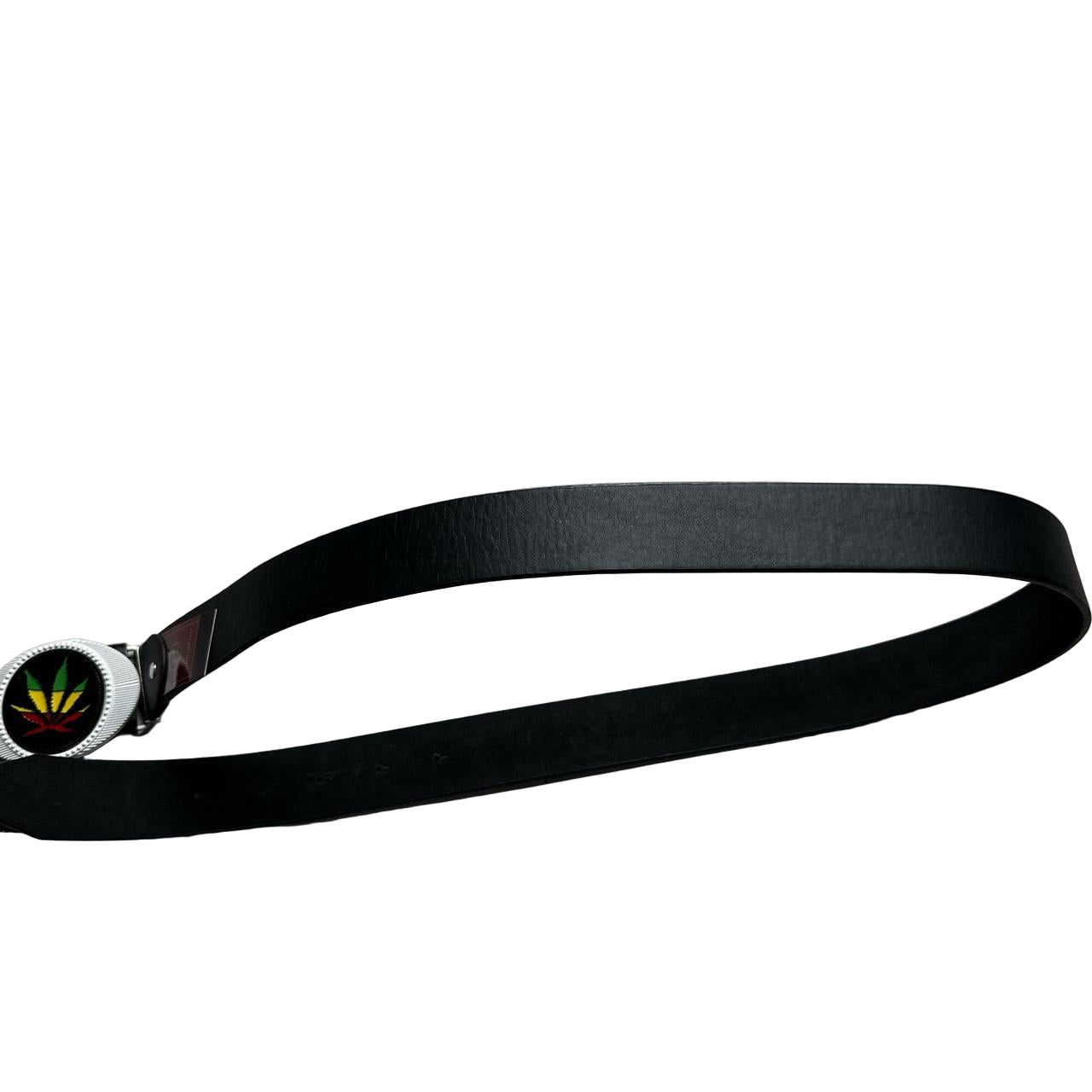 Spinning Marijuana Emblem Rasta Black Red Yellow and Green Belt