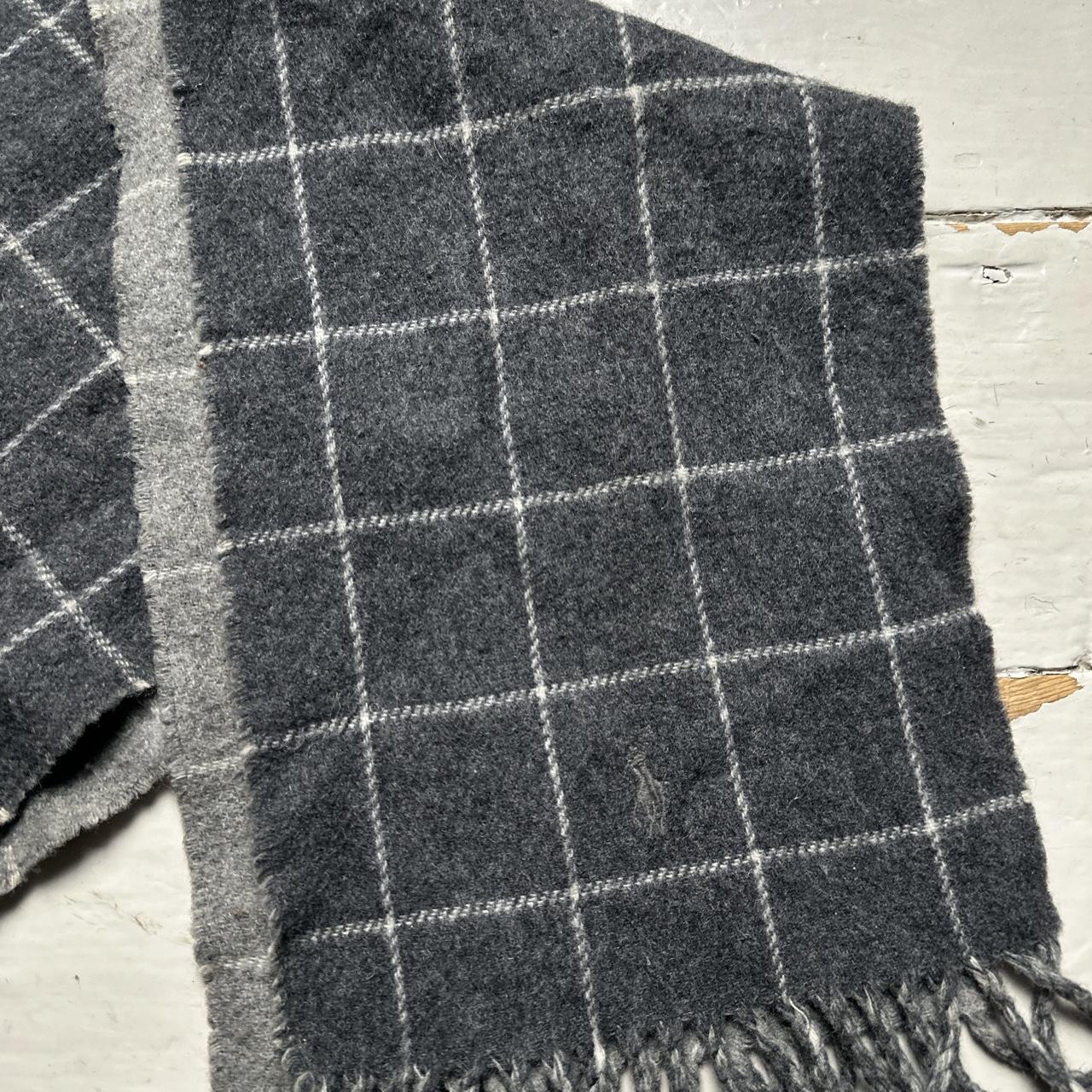 Ralph Lauren Polo Vintage Grey Checked Wool Scarf