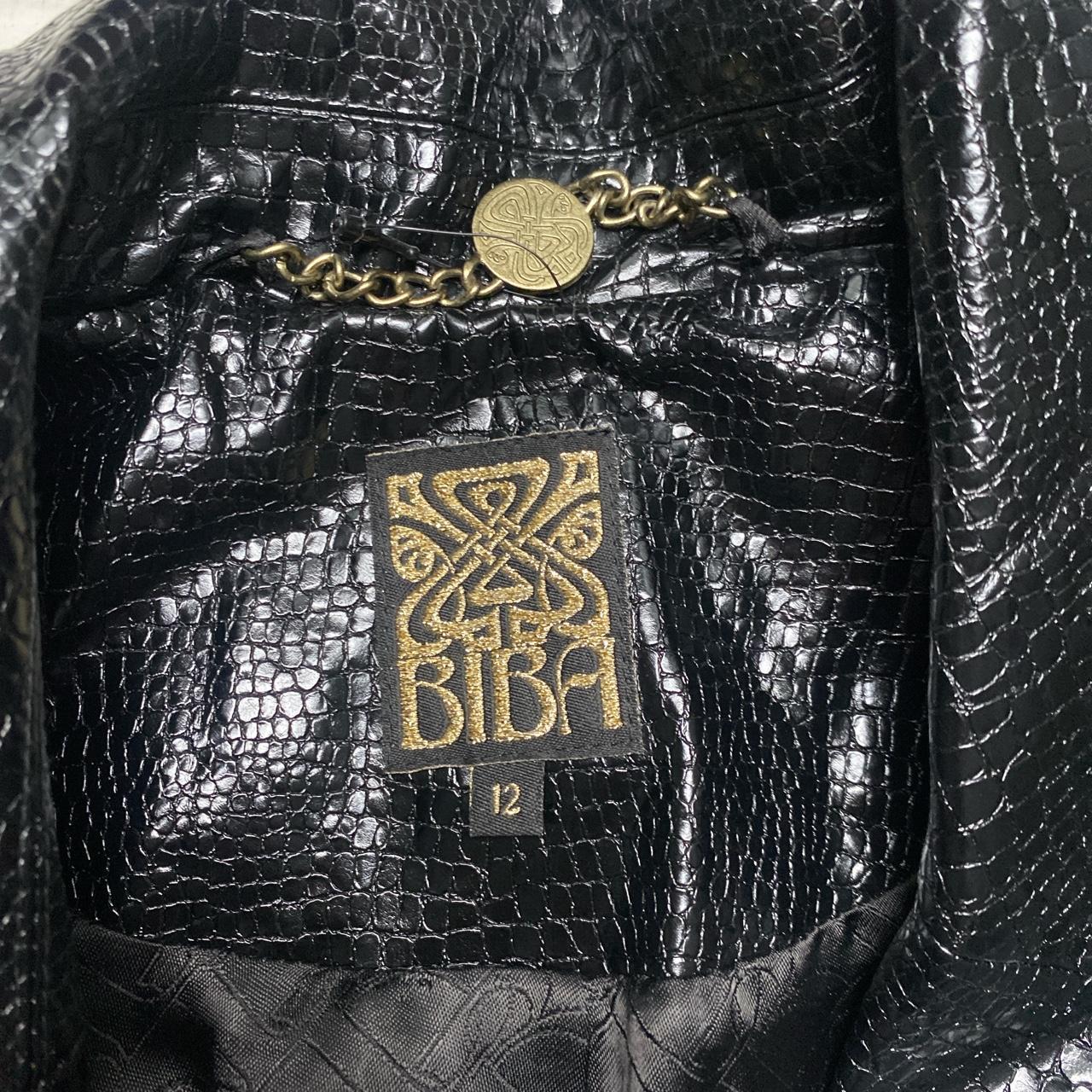 Biba Snakeskin Black Long Trench Coat (UK 12)
