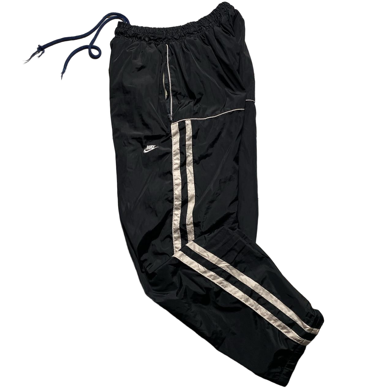 Nike Black and White Swoosh Baggy Trackpant Shell Bottoms (M)