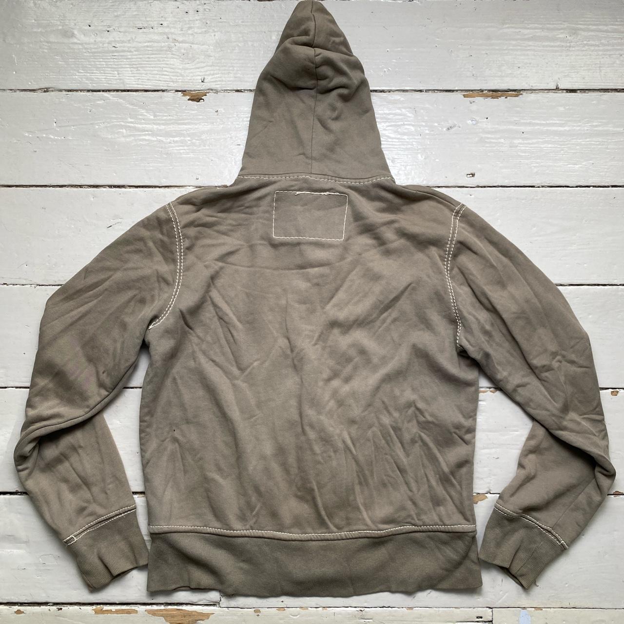 True Religion Big White Tri Stitch Olive Hoodie