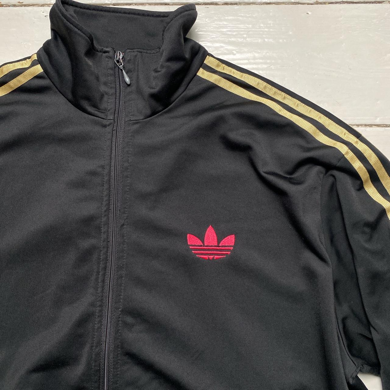 Adidas Originals Vintage Tracksuit Jacket Black Gold and Pink