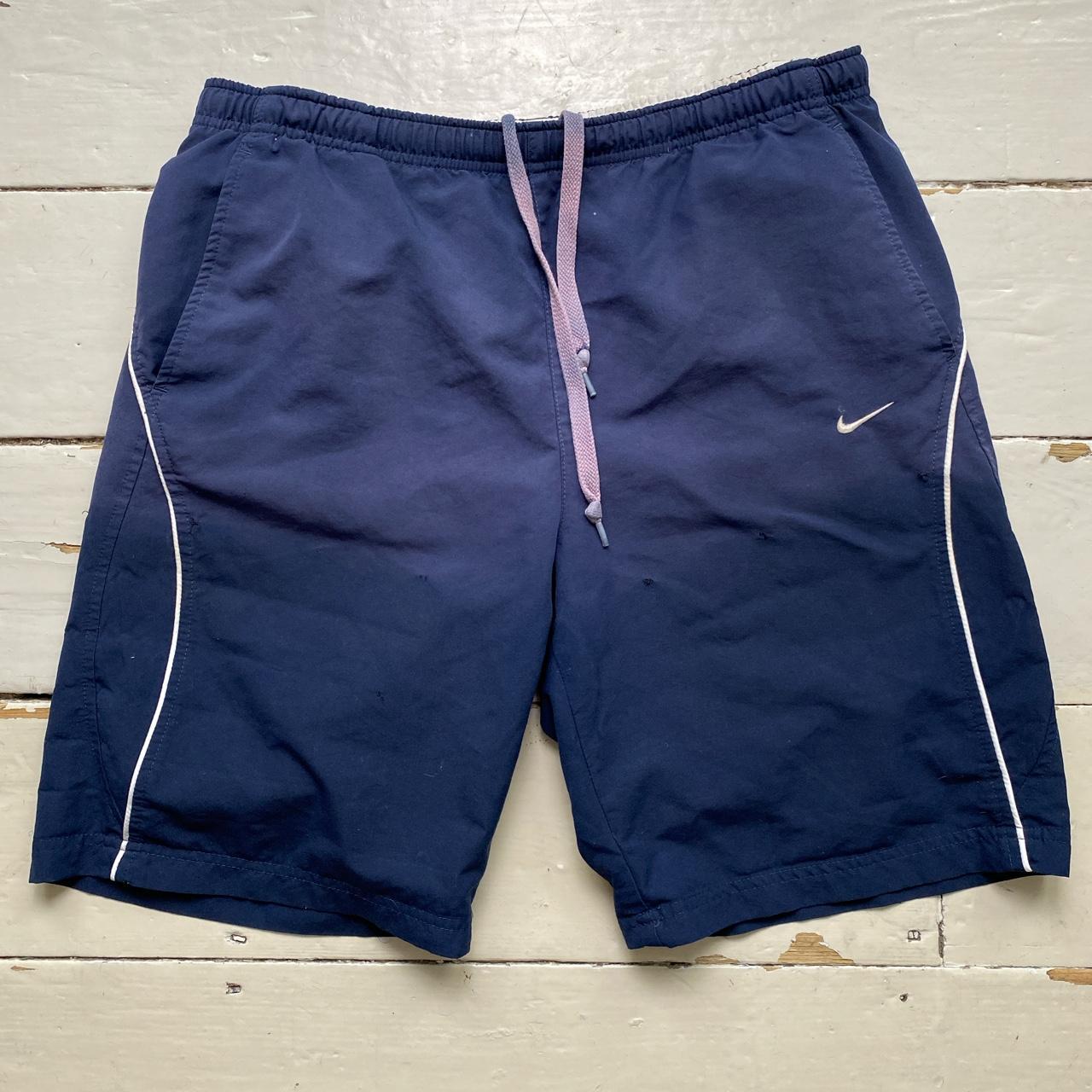 Nike Vintage Swoosh Shell Track Pant Shorts Navy and White