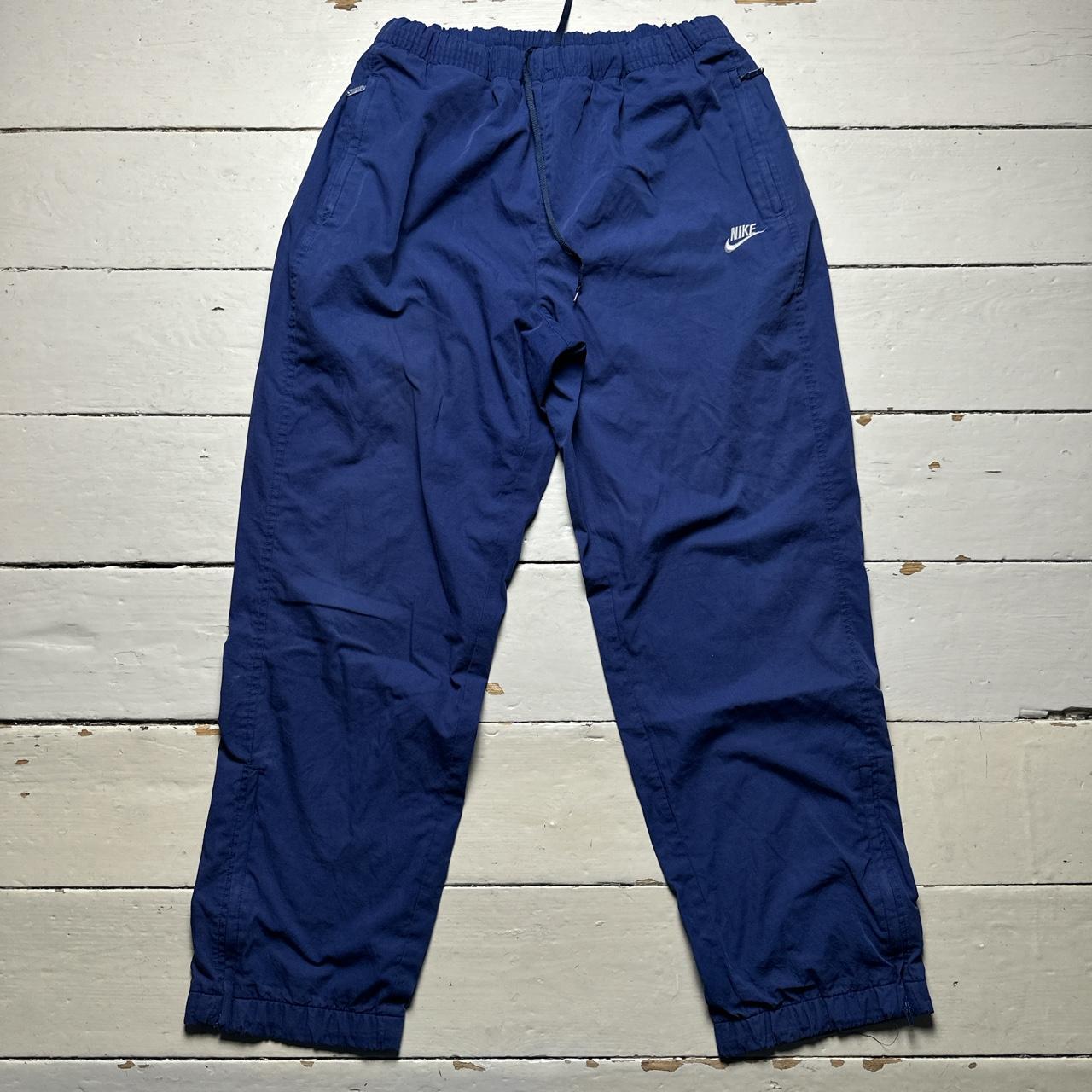 Nike Vintage 90’s Navy and White Shell Tracpant Baggy Bottoms