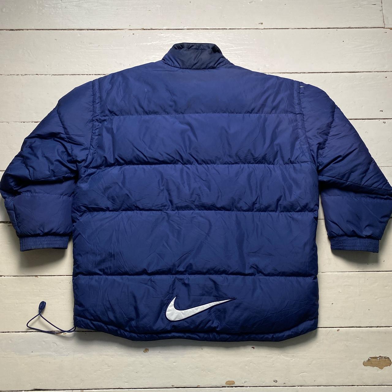 Nike Vintage 90’s Bomber Puffer Coat Navy and White Big Swoosh