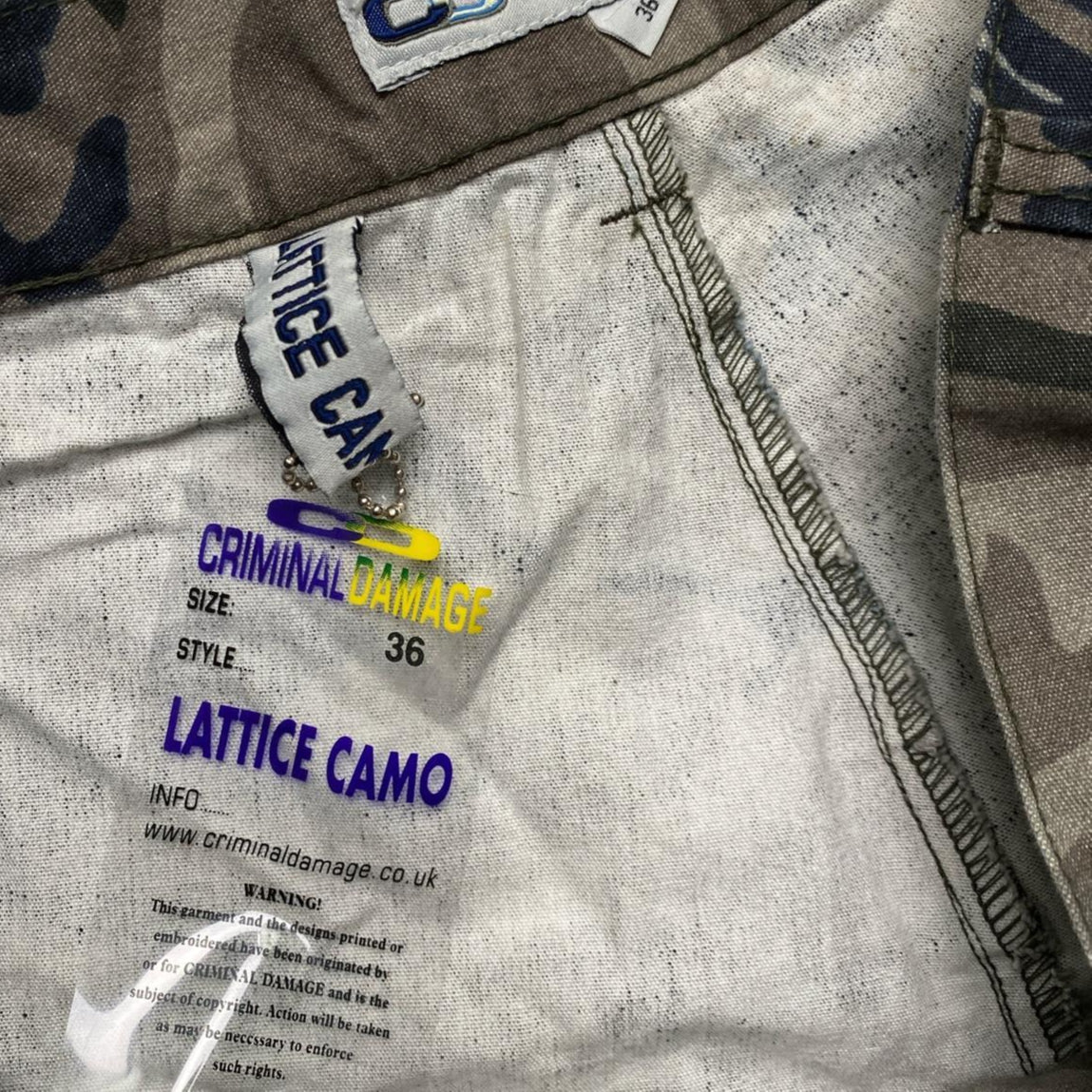 Criminal Damage Baggy Camouflage Bondage Combat Cargo Trousers (36W)