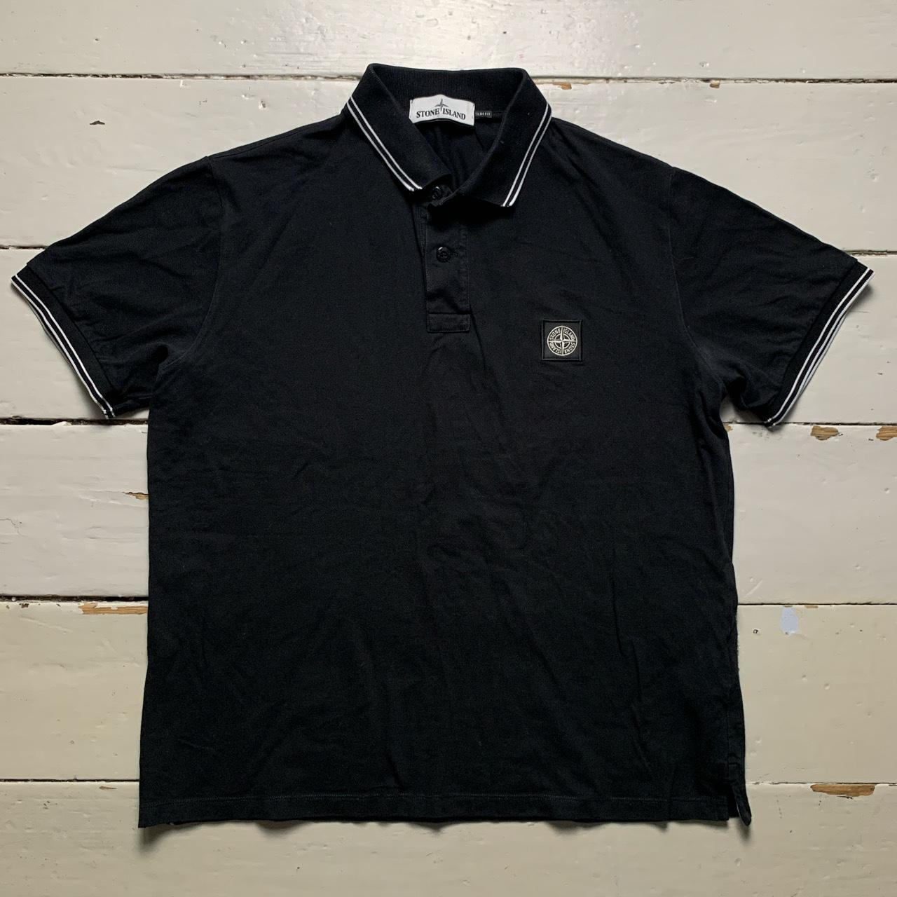 Stone Island Black and White Short Sleeve Polo Shirt