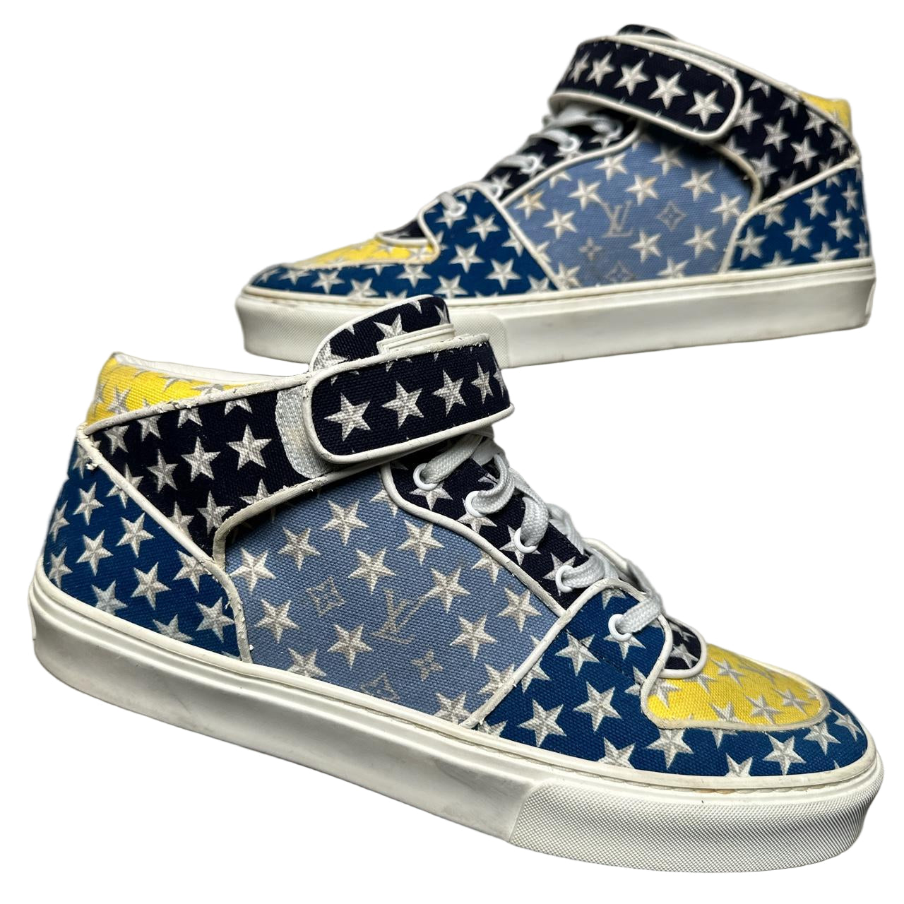 Louis Vuitton Acapulco Stars Monogram Mid Trainers Blue Yellow and White (UK 9)