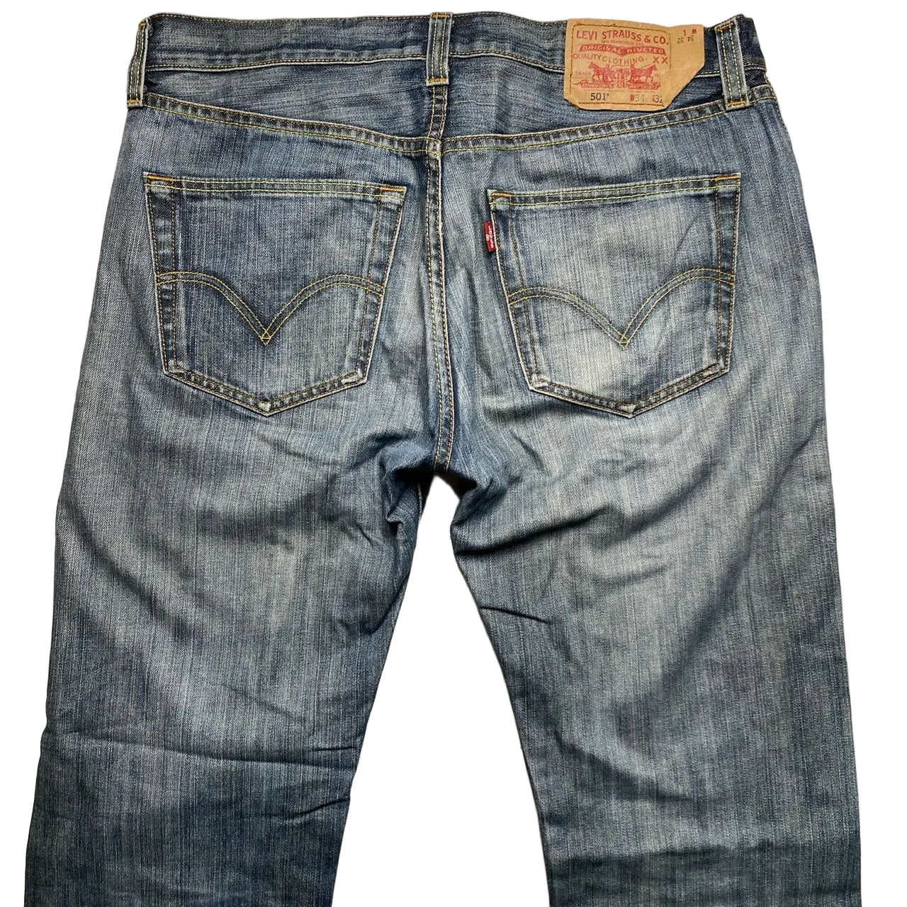 Levis 501 Baggy Vintage Stonewashed Grey Blue Jeans (34W)