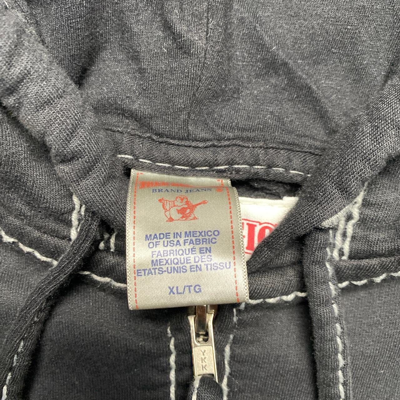 True Religion Black and White Tri Stitch Contrast Big Stitch Hoodie