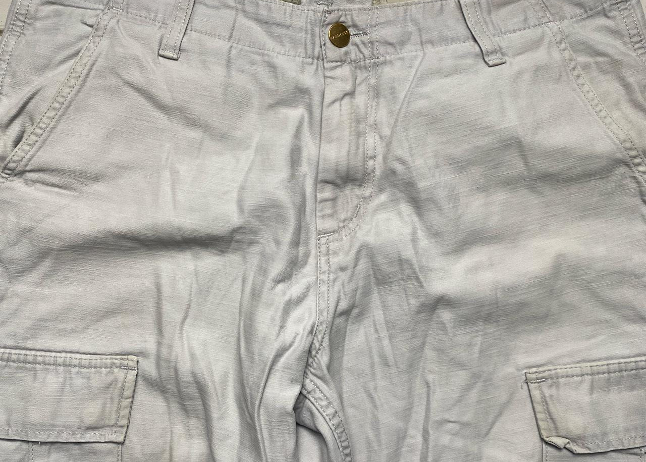 Carharrt WIP Light Grey White Regular Cargo Combat Pant Trousers (31W)