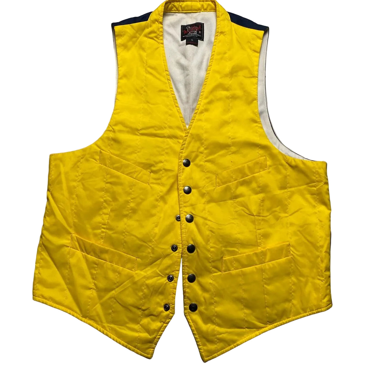 Woolrich Yellow and Navy Gilet Waistcoat (L)