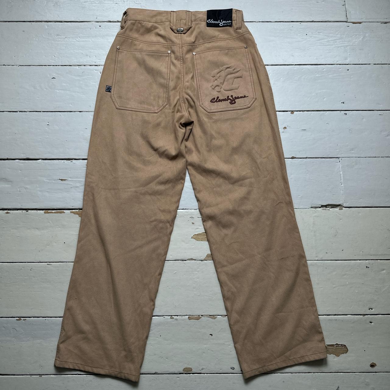 Clench Jeans Vintage Baggy Soft Felt Cream and Brown