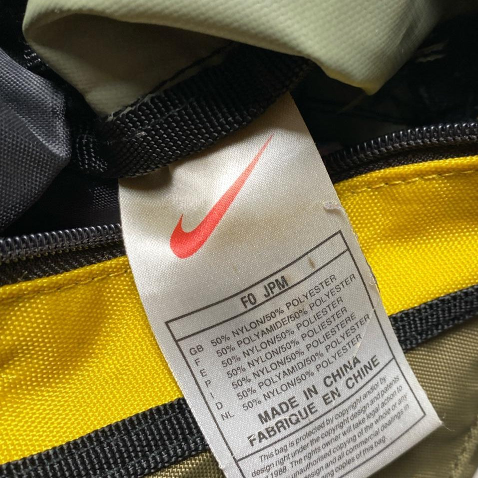Nike Vintage 90โs 00โs Sling Cross Body Bag Khaki Green Black and Yellow
