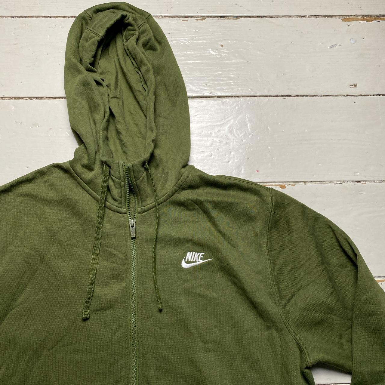 Nike Swoosh Khaki Green and White Hoodie
