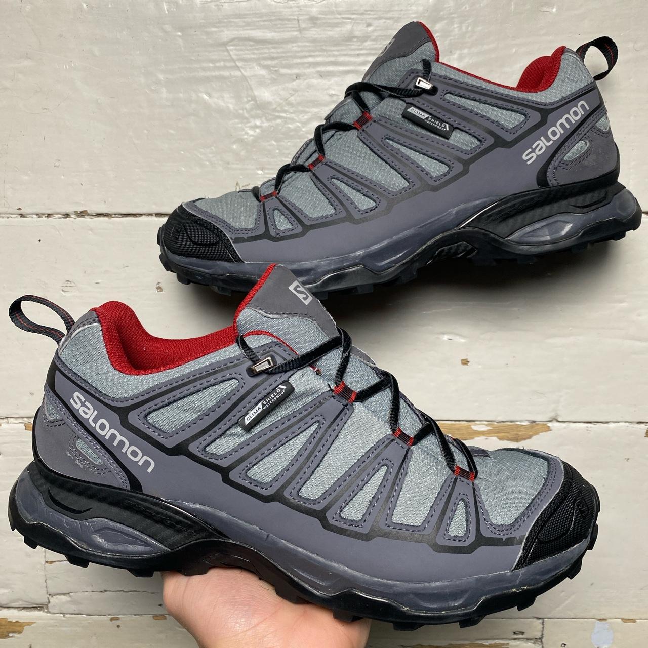 Salomon X Ultra Climashield Waterproof Trainers Grey and Red