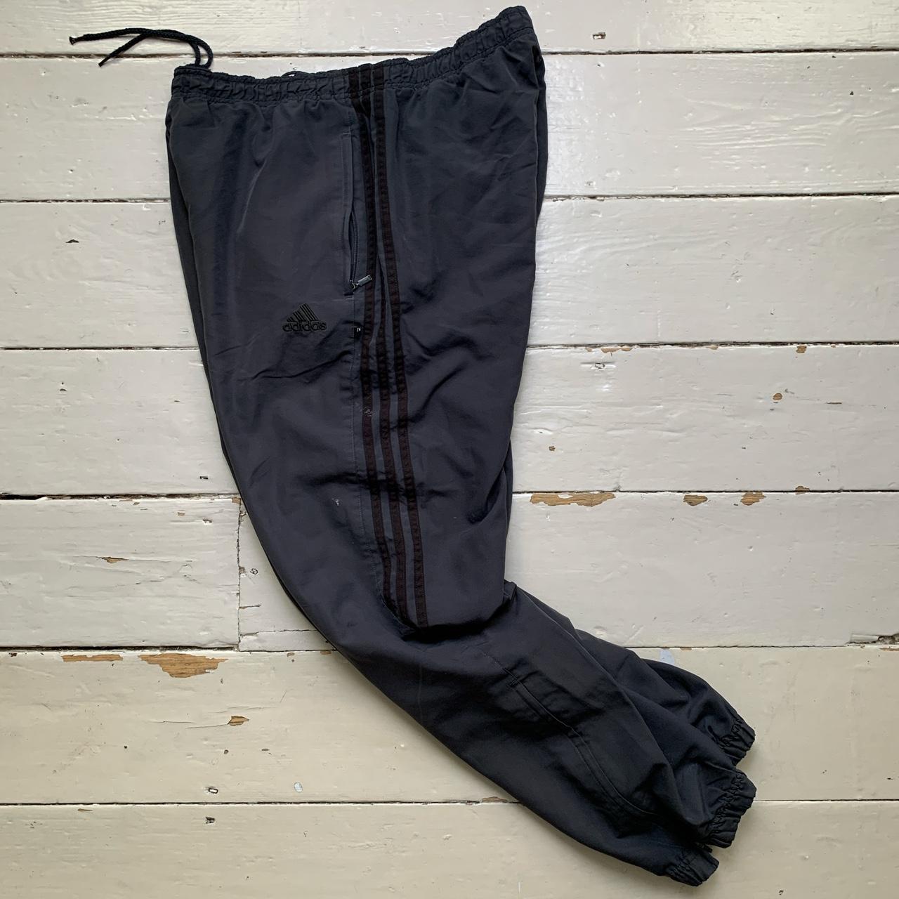 Adidas Grey and Black Baggy Shell Bottoms