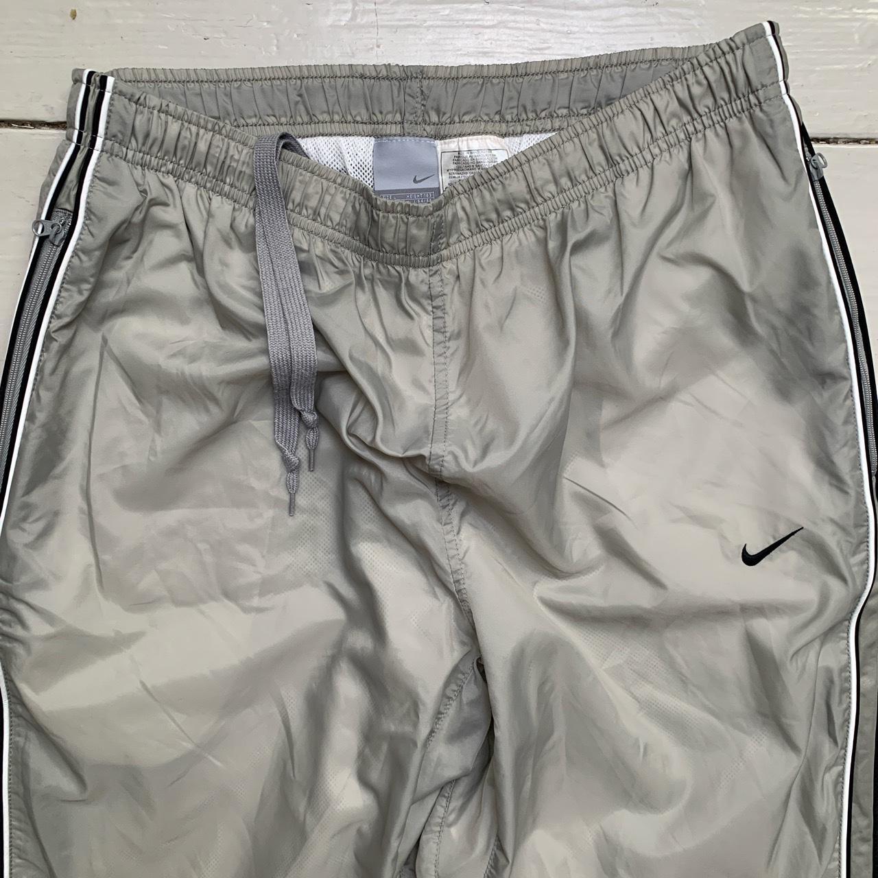 Nike Swoosh Shell Silver and Black Baggy Trackpant Bottoms