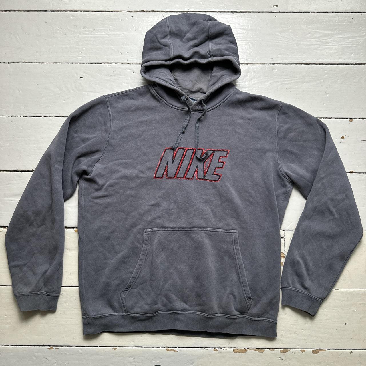 Nike Club Contrast Stitch Grey and Red Hoodie Wear Garson