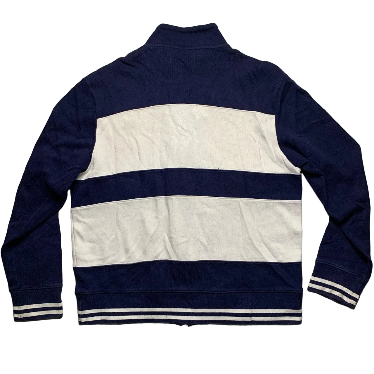 YSL Yves Saint Laurent Vintage Zip Jumper Navy Cream and Baby Blue (2XL)