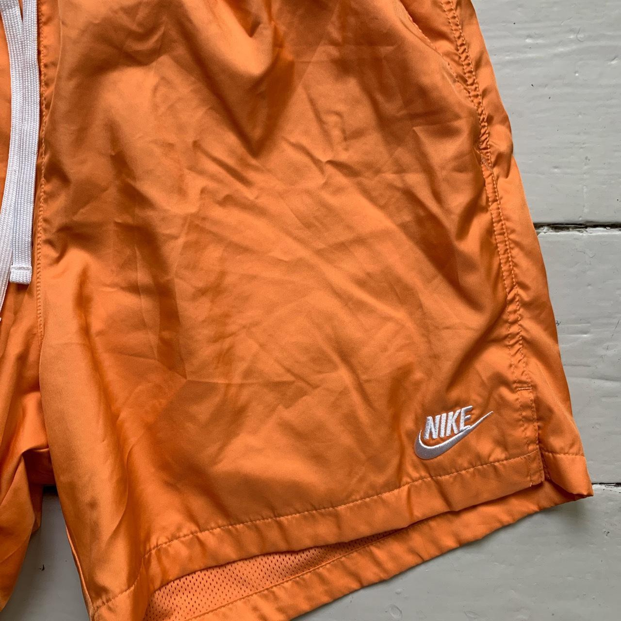 Nike Shell Swim Shorts Orange and White Swoosh