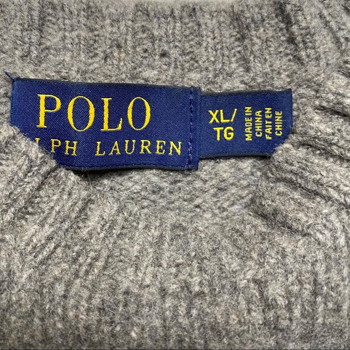 Polo Ralph Lauren Grey Navy Pony Wool Jumper (S)