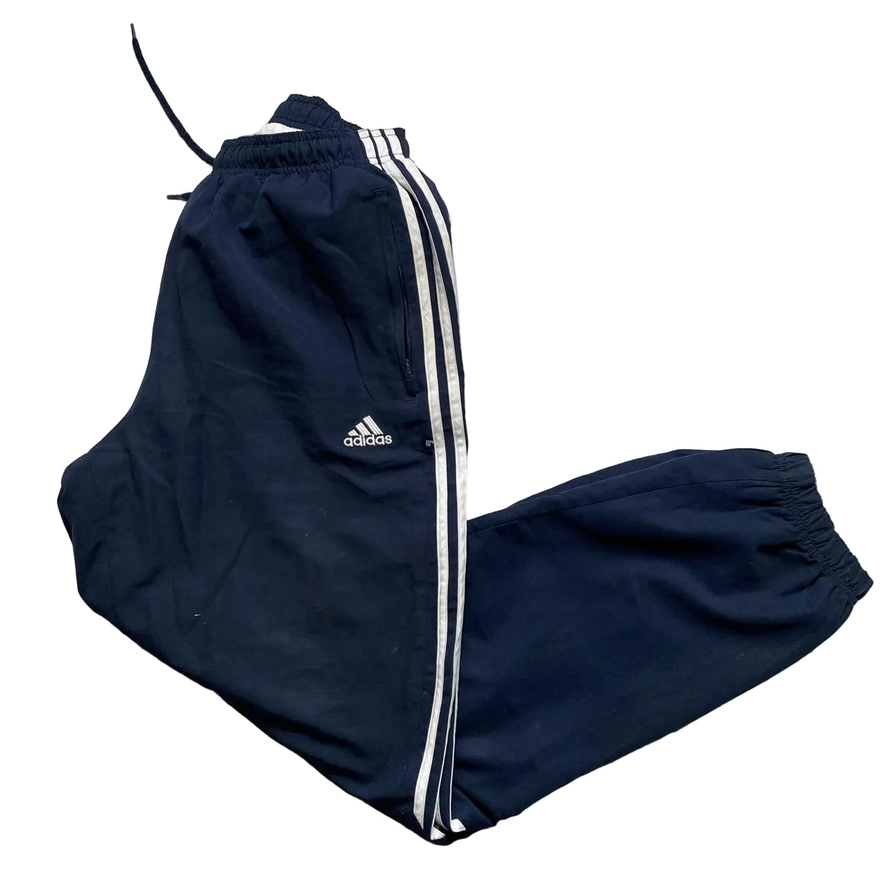 Adidas Navy and White Shell Track Pant Bottoms (L)