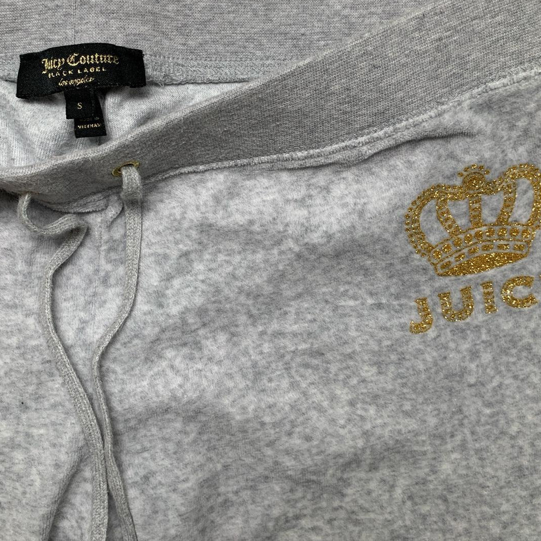 Juicy Couture Grey and Gold Velour Tracksuit (XS/S)