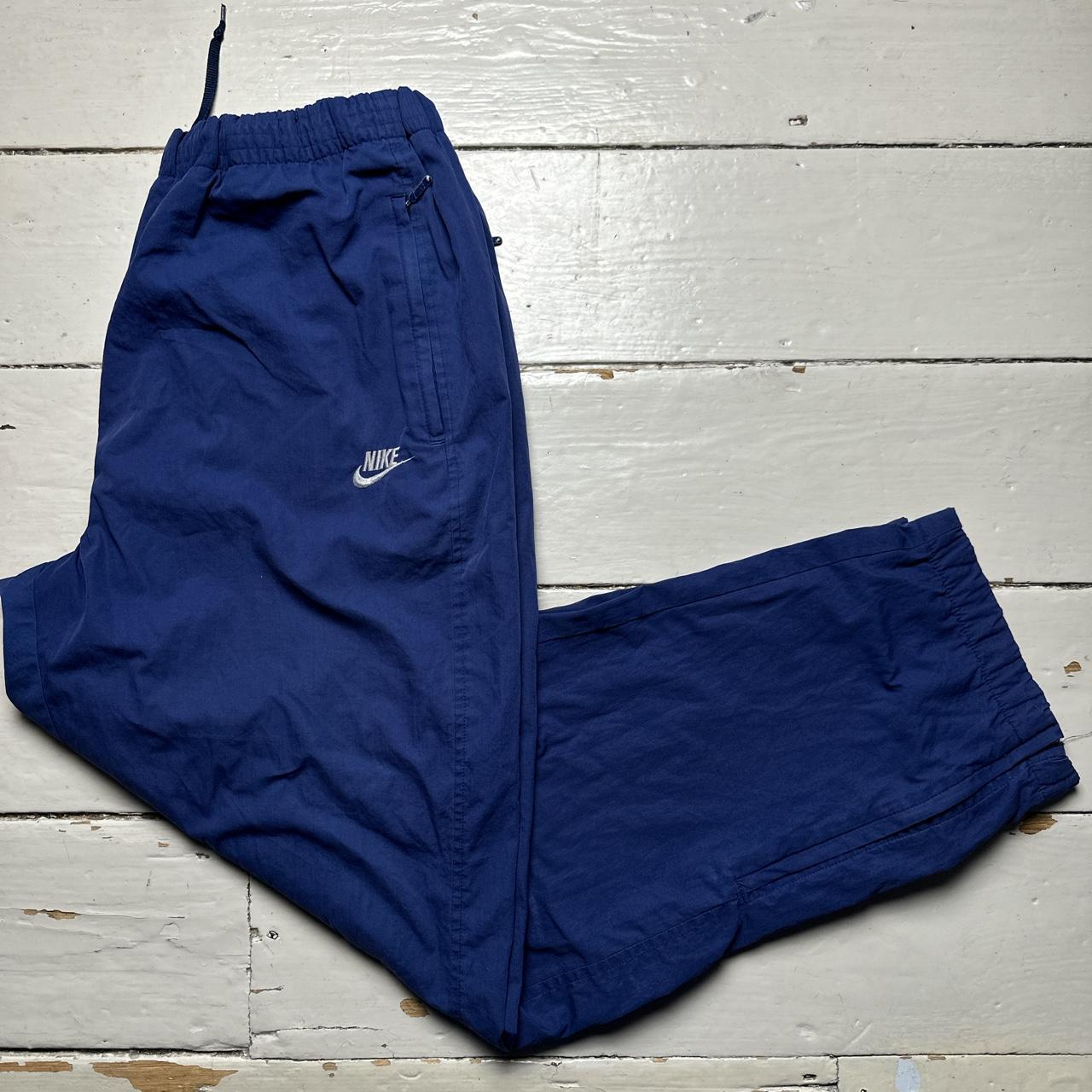 Nike Vintage 90’s Navy and White Shell Tracpant Baggy Bottoms
