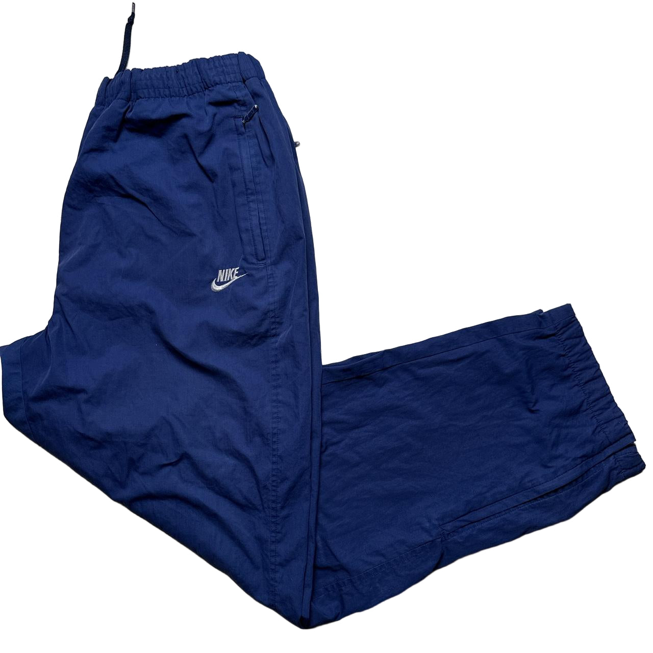 Nike Vintage 90’s Navy and White Shell Tracpant Baggy Bottoms (L)